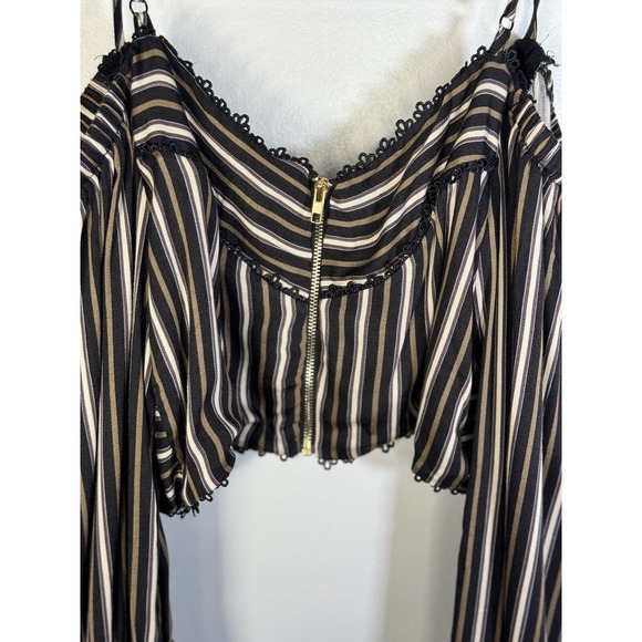 Olivaceous Long Sleeve Tube Top Sz M Stripe Zip Boho Hippie Vibe - Picture 4 of 9